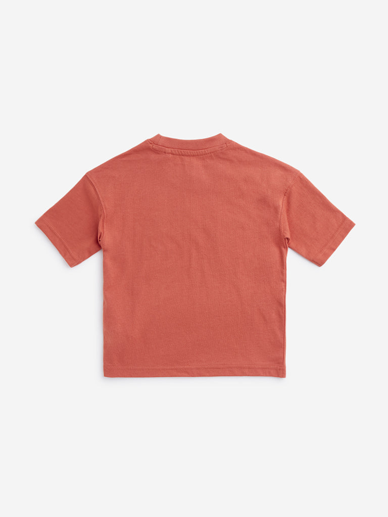 HOP Kids Dusty Orange Printed T-Shirt