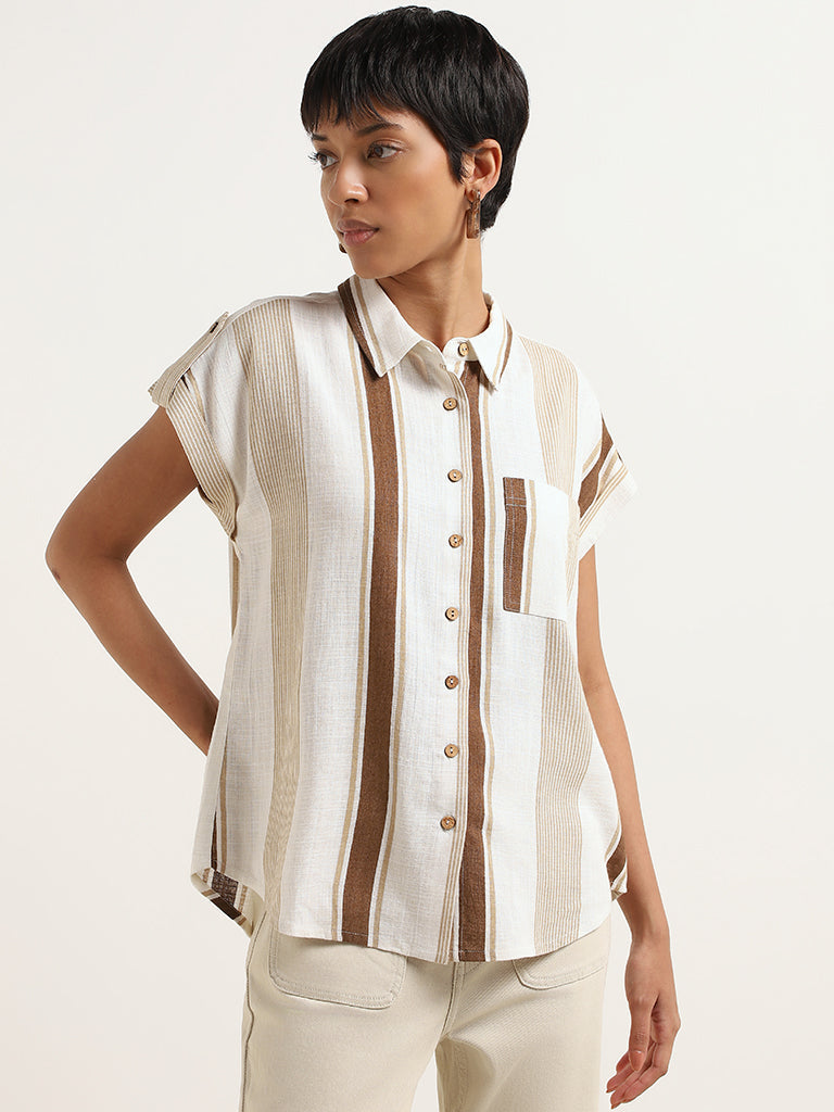 LOV Beige Blended Linen Shirt