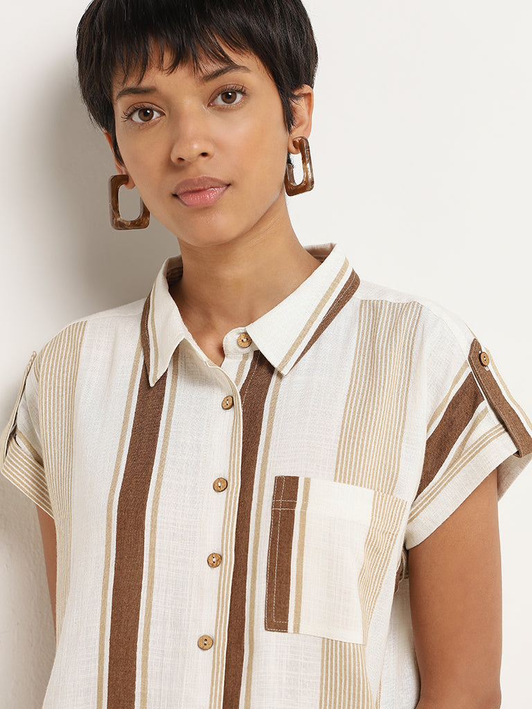 LOV Beige Blended Linen Shirt