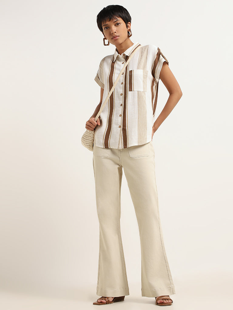 LOV Beige Blended Linen Shirt