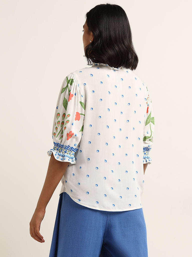 LOV White Floral Printed Top