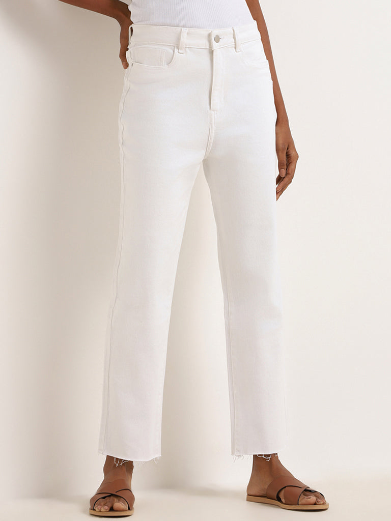 LOV White Mid-Rise Straight-Leg Jeans