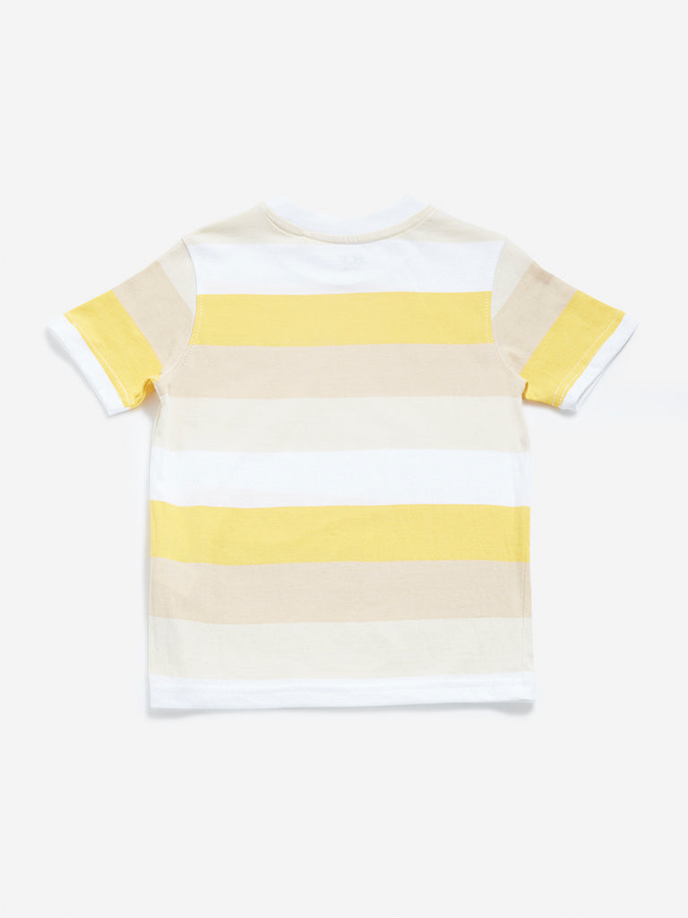 HOP Kids Yellow Colour blocked T-Shirt