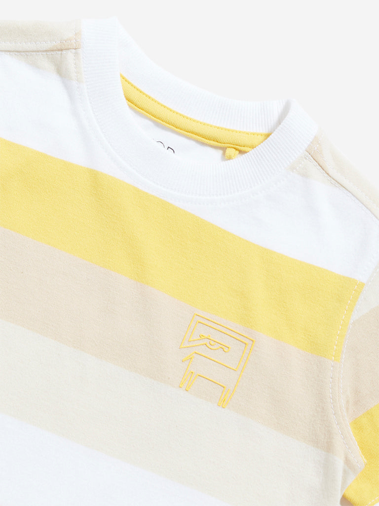 HOP Kids Yellow Colour blocked T-Shirt