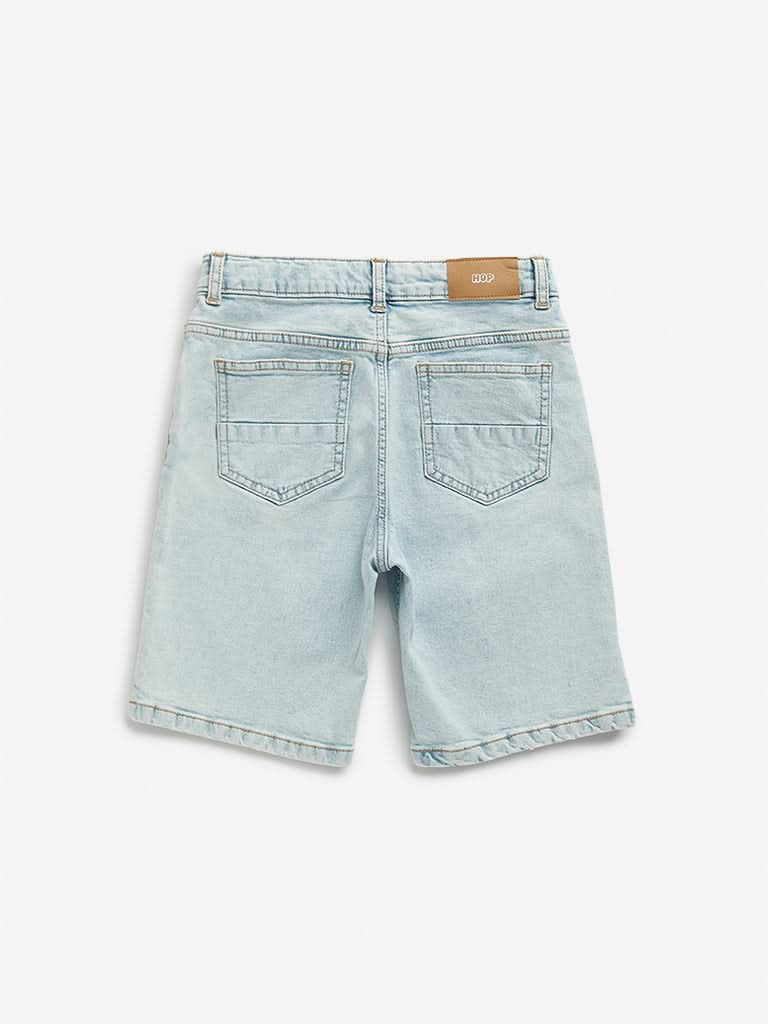 HOP Kids Light Blue Mid Rise Shorts