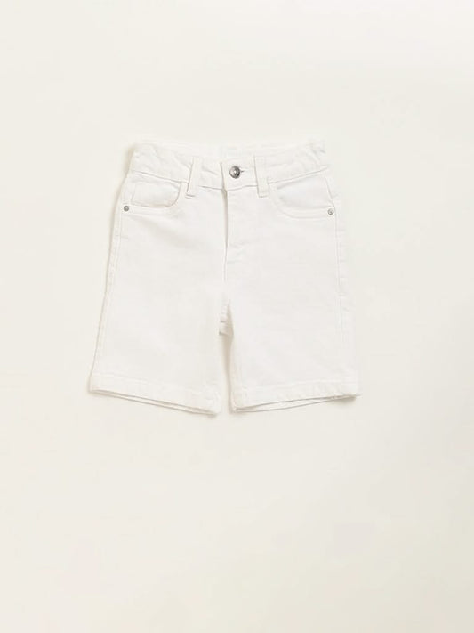 HOP Kids White Mid Rise Shorts