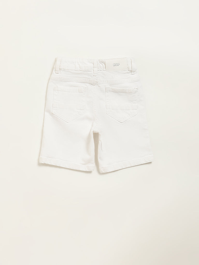 HOP Kids White Mid Rise Shorts