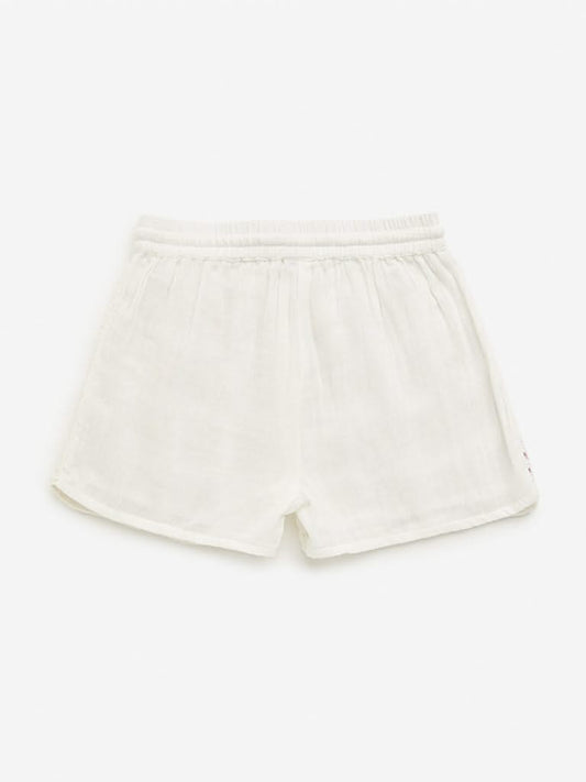 HOP Kids Multicolour Crochet Detailed Mid-Rise Shorts