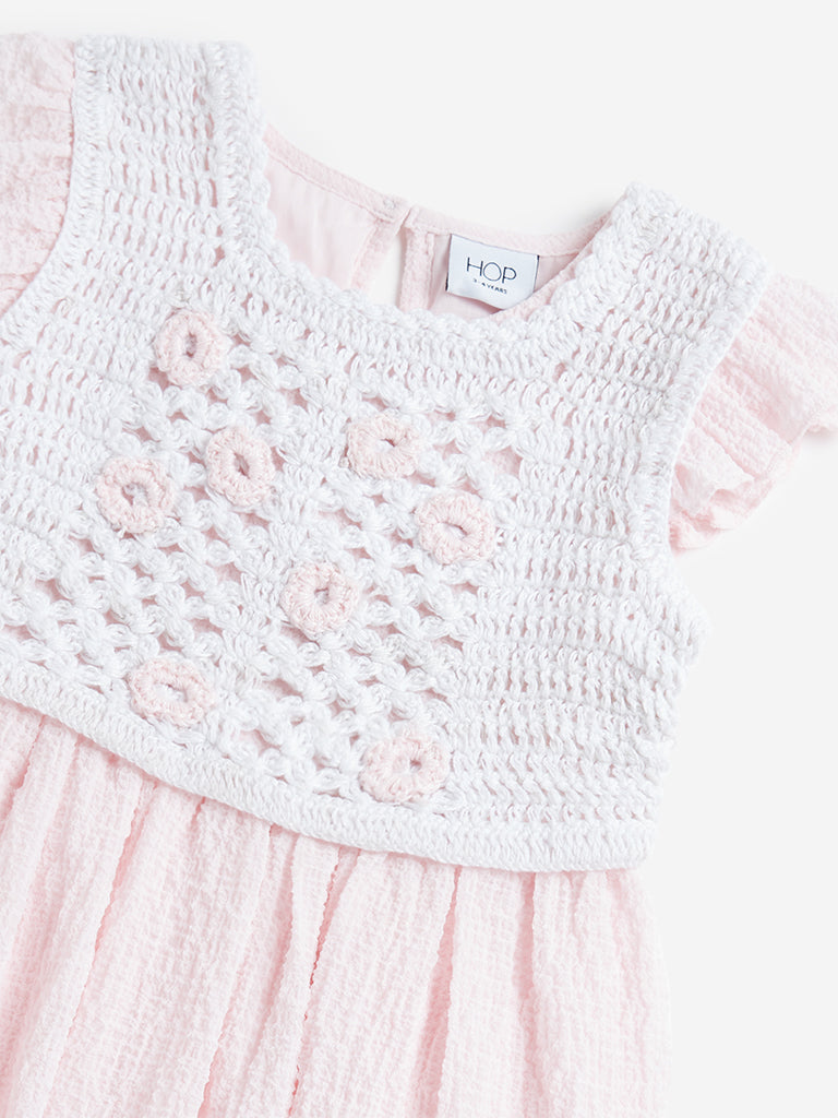 HOP Kids Pink Crochet Design A-line Dress