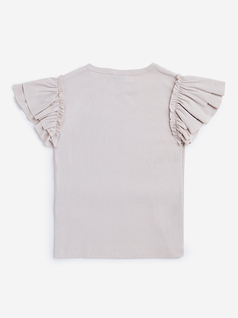 Y&F Kids Beige Ribbed T-Shirt