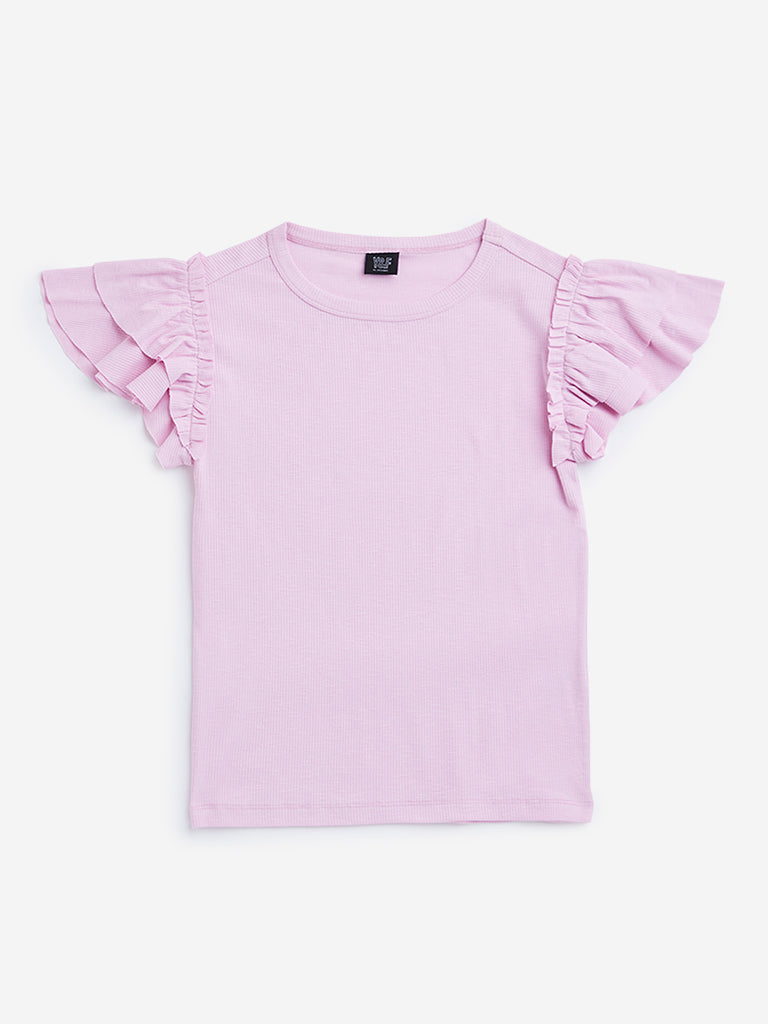 Y&F Kids Pink Ribbed T-Shirt