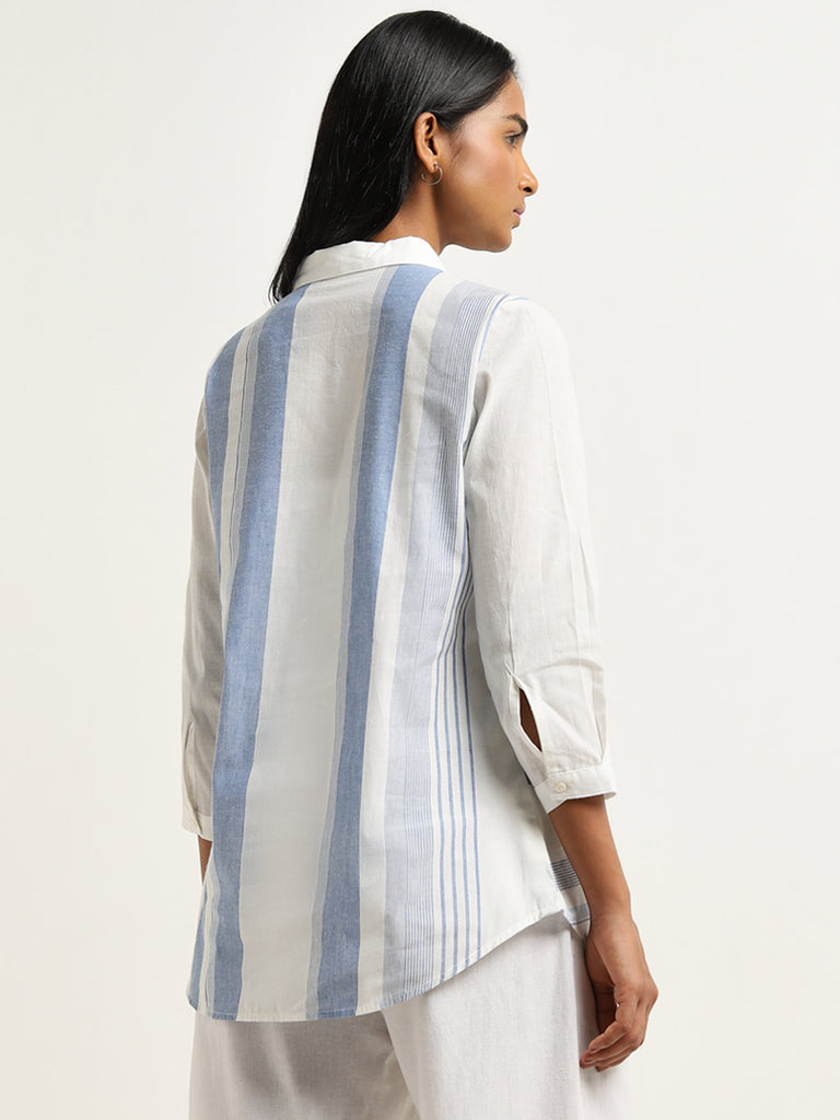 Utsa Blue Pindna-Inspired Straight Cotton Tunic