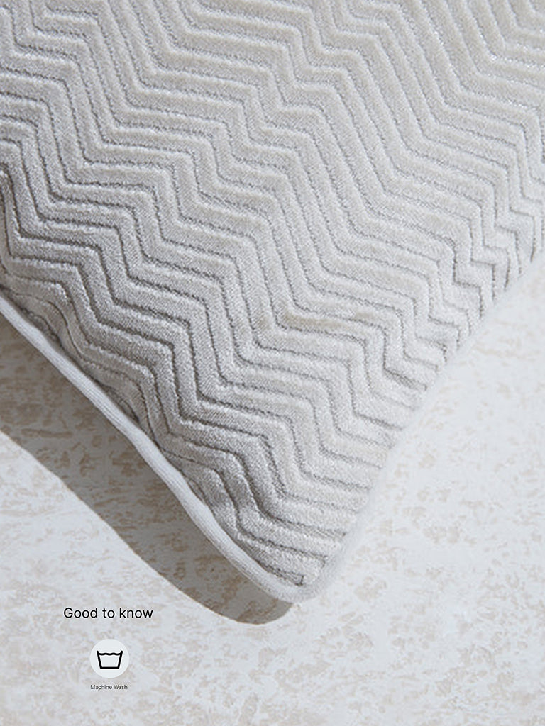 Westside Home Ivory Chevron Design Cushion Cover