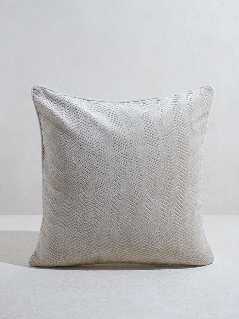 Westside Home Ivory Chevron Design Cushion Cover