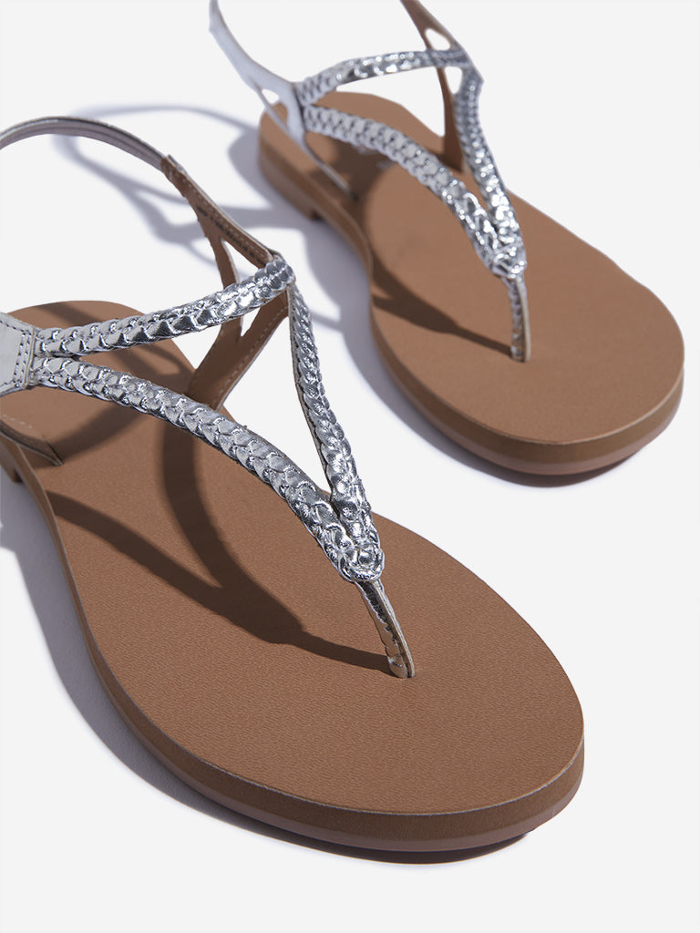 LUNA BLU Silver Slingback Sandals