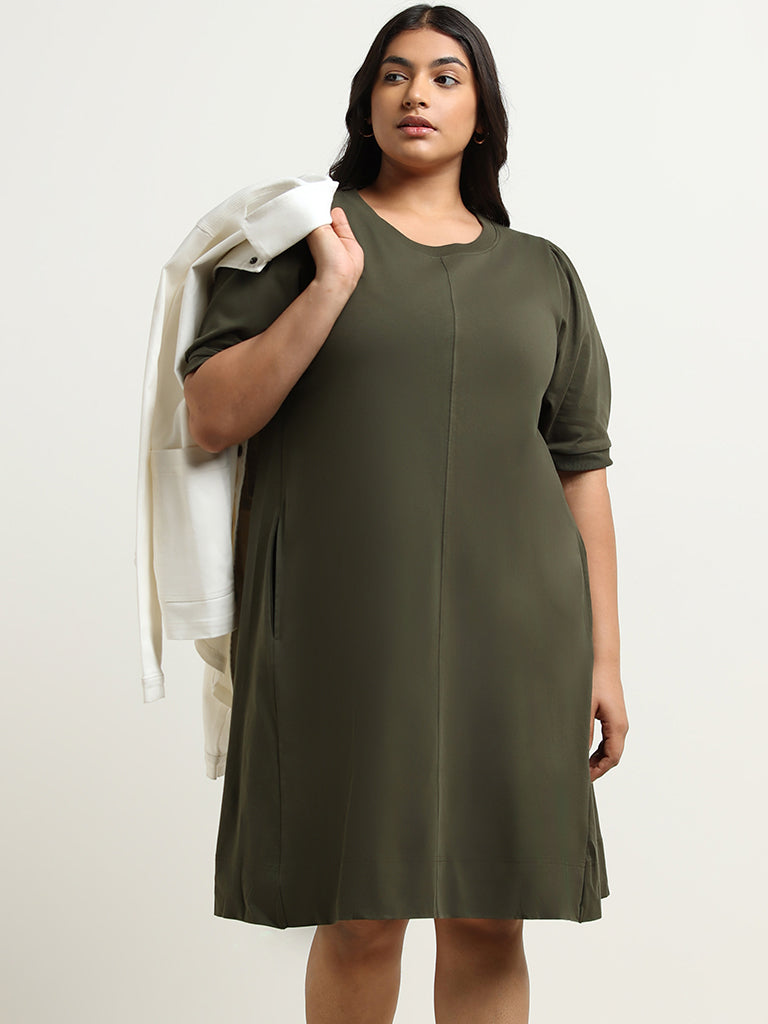 Gia Olive Cotton Straight Dress