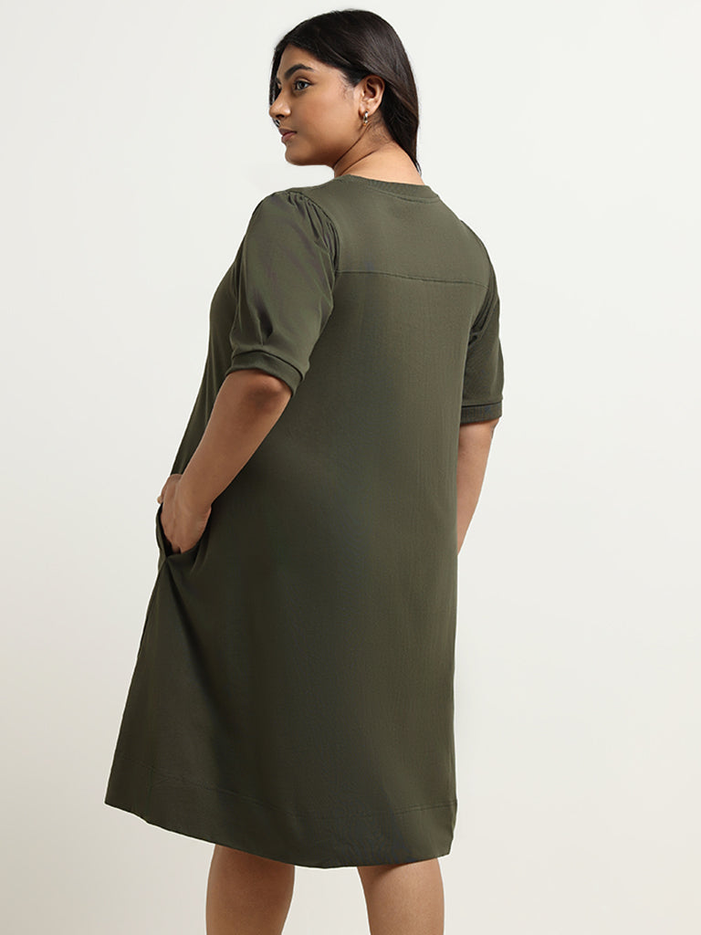 Gia Olive Cotton Straight Dress