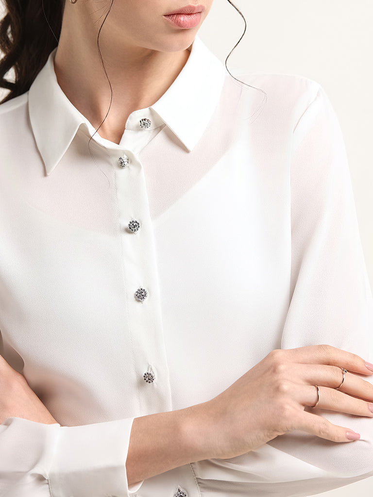 Wardrobe Solid White Shirt