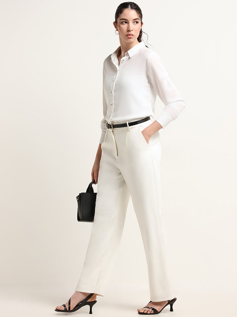 Wardrobe Solid White Shirt