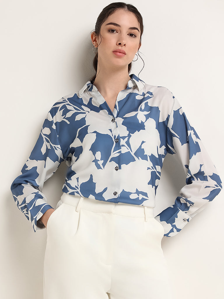 Wardrobe Blue Floral Print Shirt