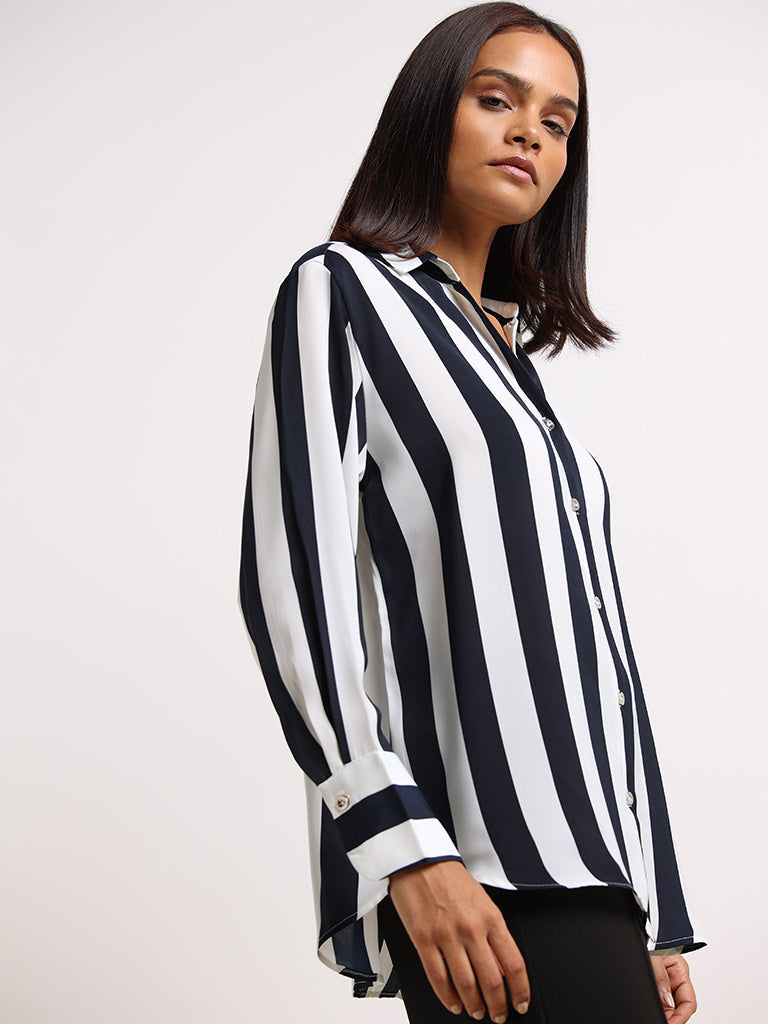 Wardrobe Navy Striped Shirt