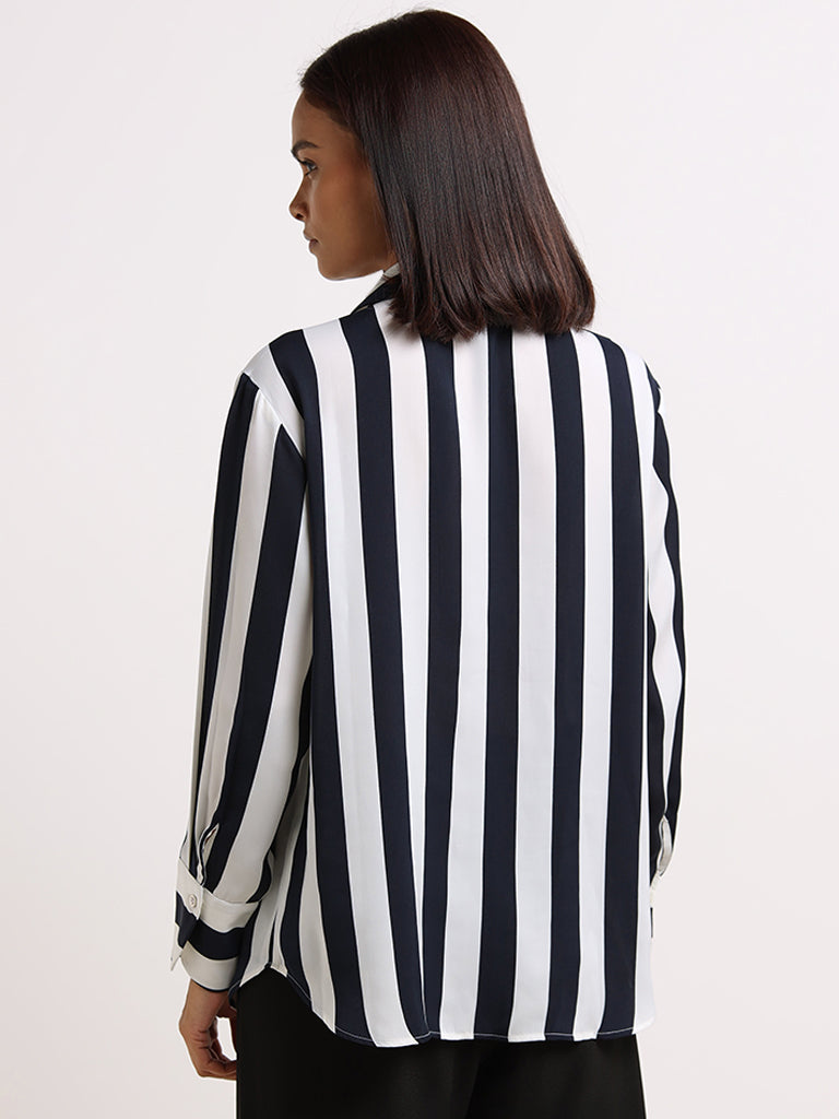 Wardrobe Navy Striped Shirt