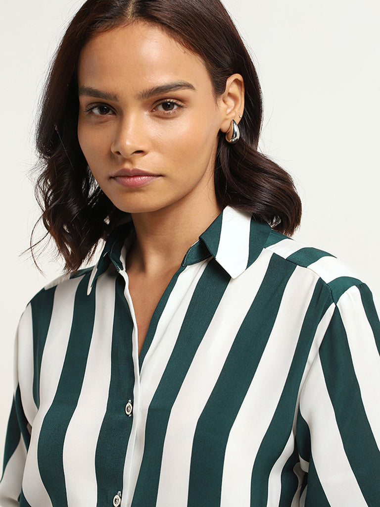 Wardrobe Green Striped Shirt