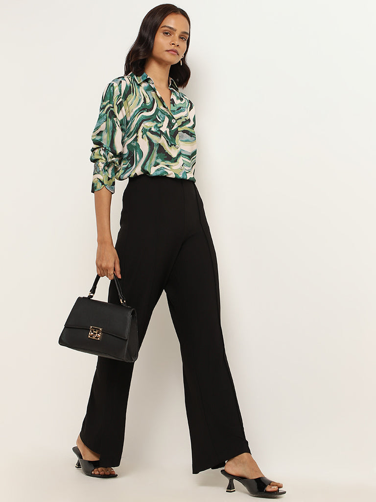 Wardrobe Green Abstract Print Shirt