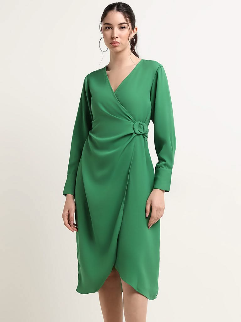 Wardrobe Green Wrap Dress