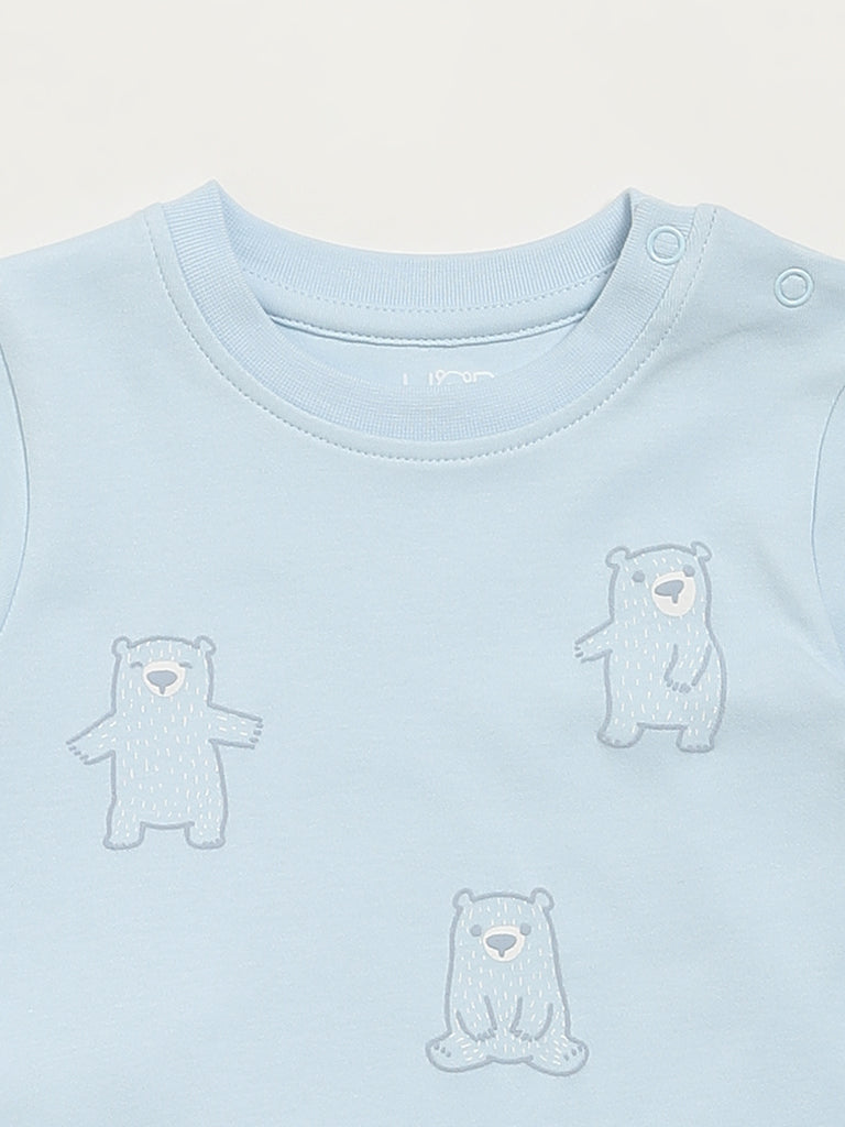 HOP Baby Blue Bear T-Shirt & Striped Pants