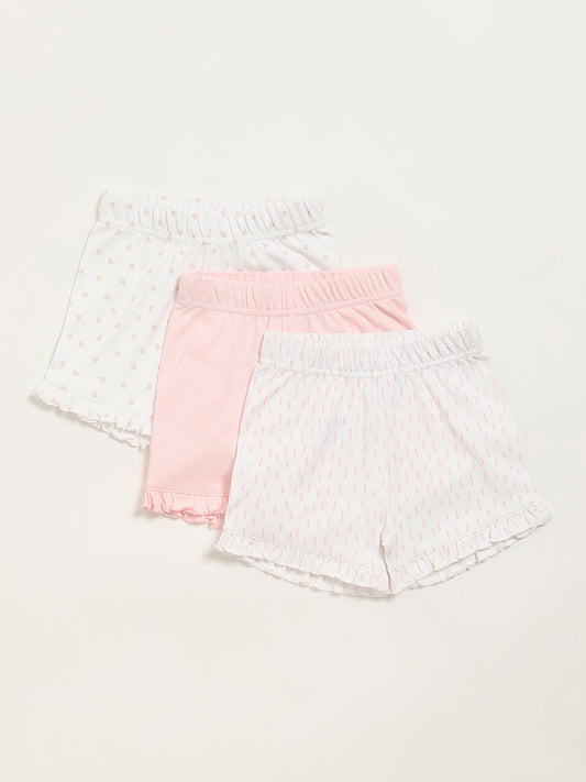 HOP Baby Multicolour Printed Ruffle Shorts - Pack of 3