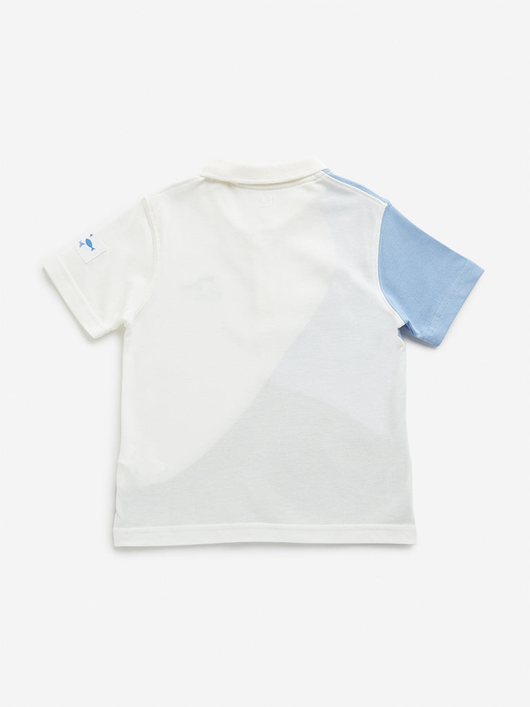 HOP Kids Navy Colour-Blocked Polo T-Shirt