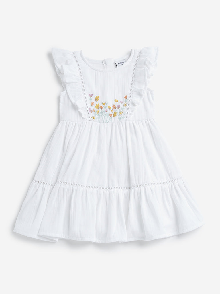 HOP Kids Off-White Floral Tiered Dress