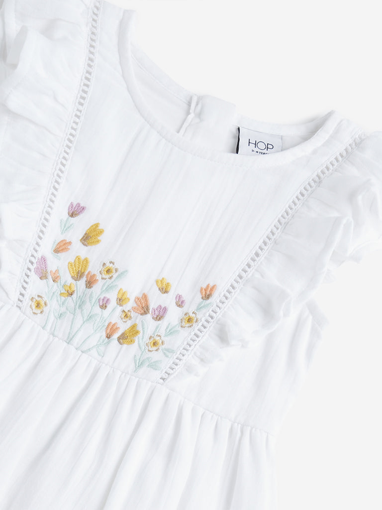 HOP Kids Off-White Floral Tiered Dress