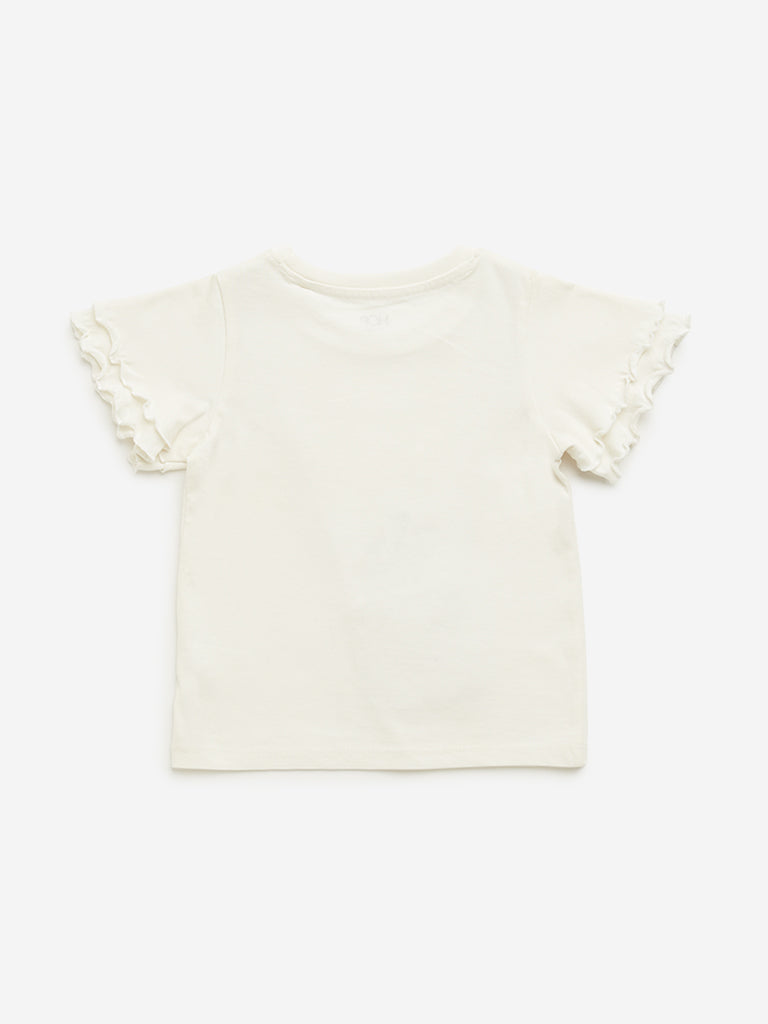 HOP Kids Off-White Crochet Detailed Top