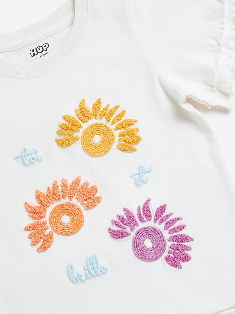 HOP Kids White Text Design T-Shirt