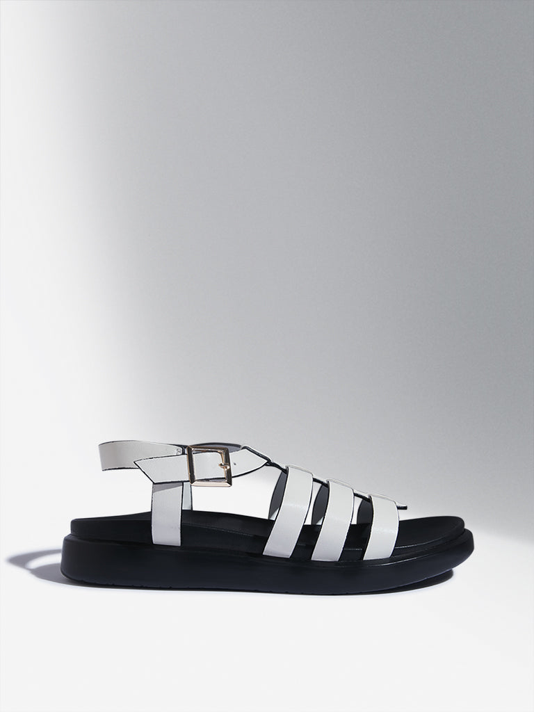 LUNA BLU White Multi-Strap Comfort Sandals