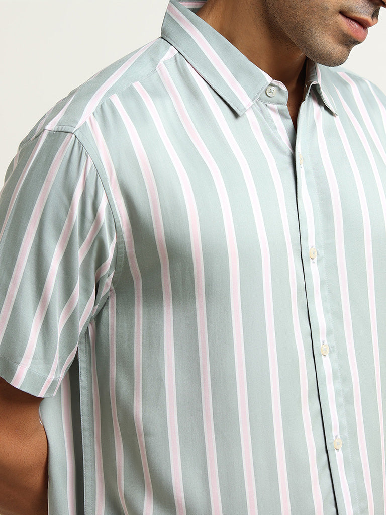 Ascot Sage Striped Relaxed Fit Shirt