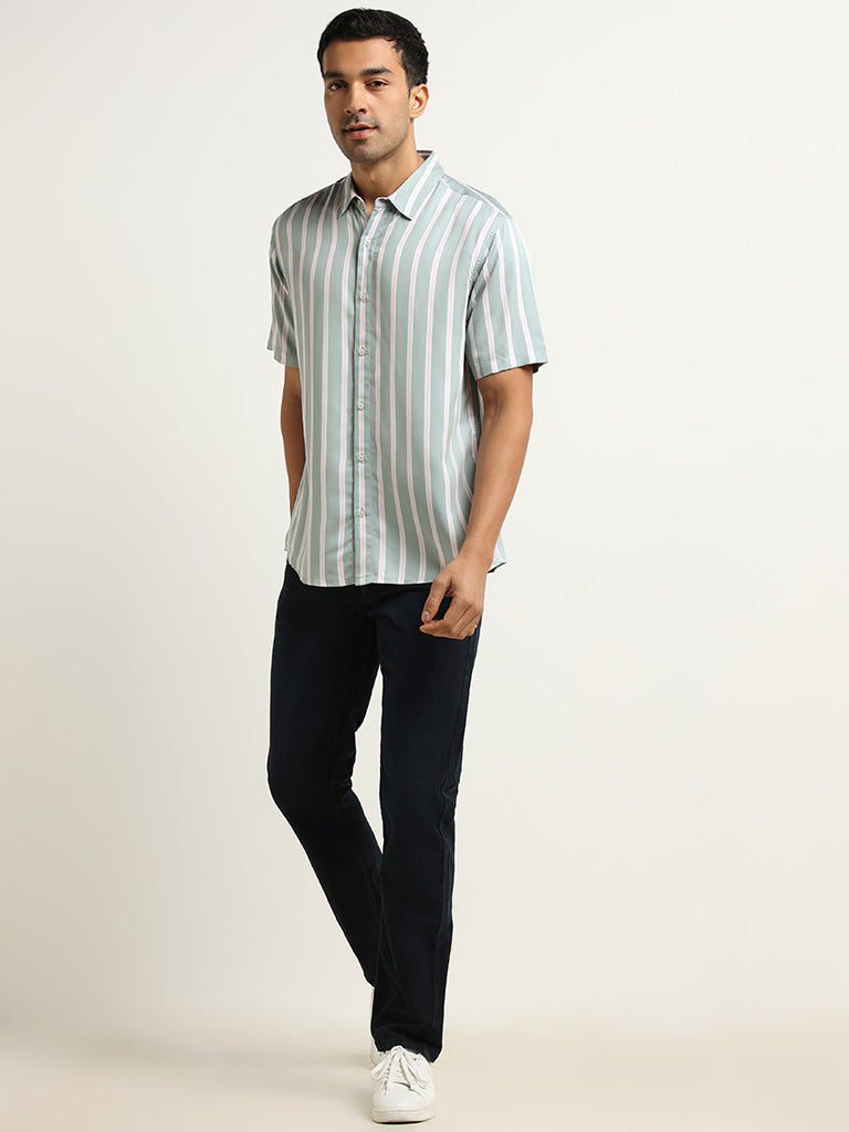 Ascot Sage Striped Relaxed Fit Shirt