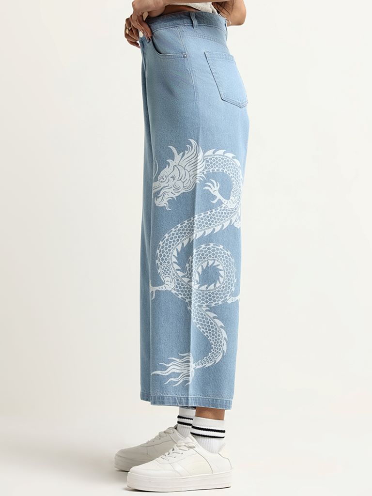 Nuon Blue Wide-Leg High-Rise Denim Jeans