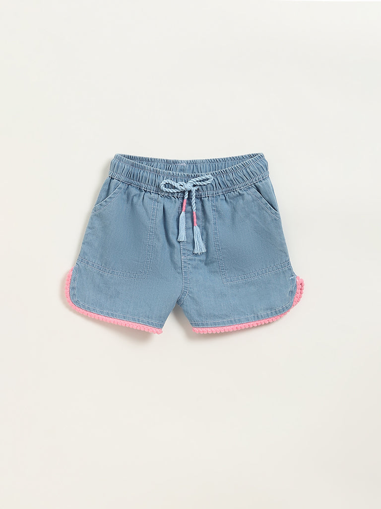 HOP Kids Light Blue Chambray Mid Rise Shorts