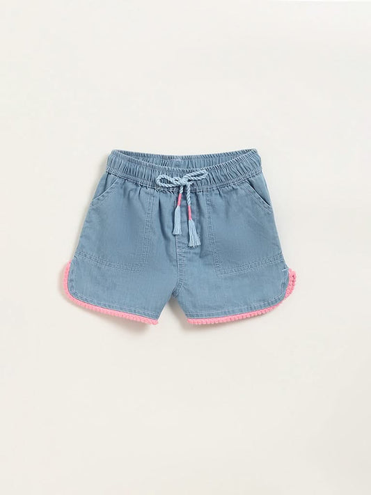 HOP Kids Light Blue Chambray Mid Rise Shorts