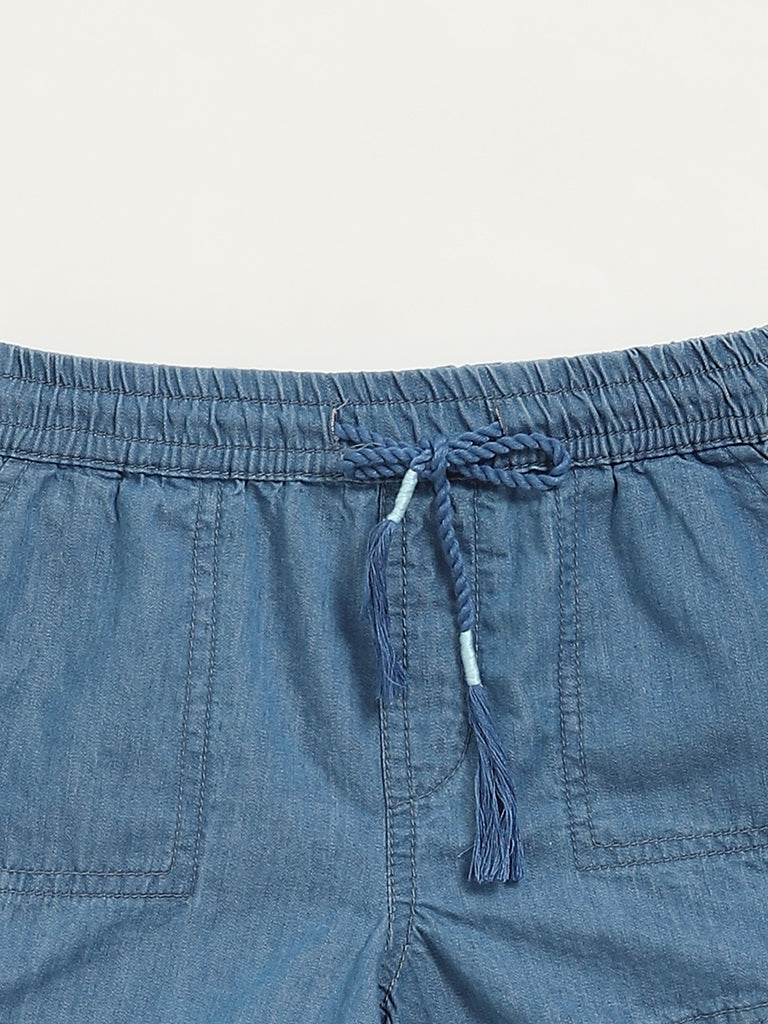 HOP Kids Blue Chambray Mid Rise Shorts