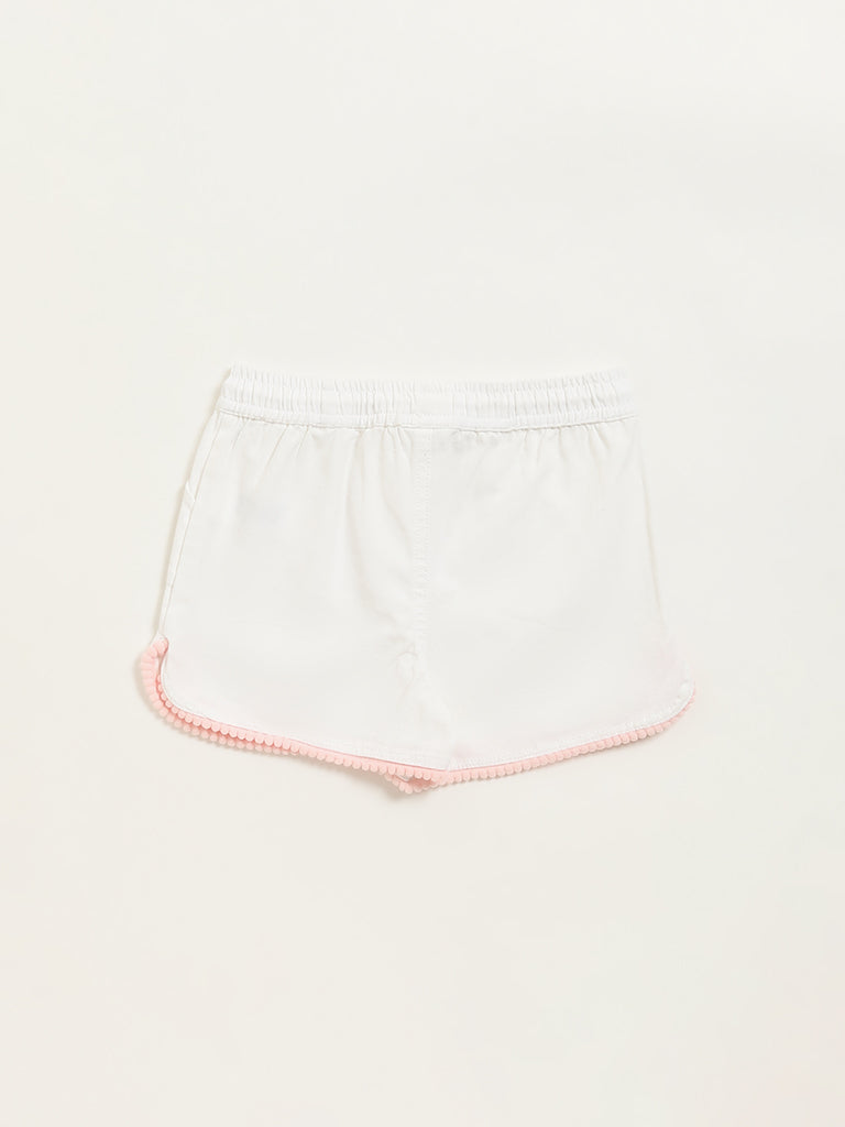 HOP Kids White Mid Rise Shorts