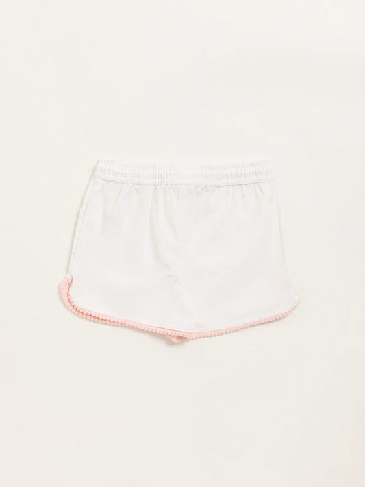 HOP Kids White Mid Rise Shorts