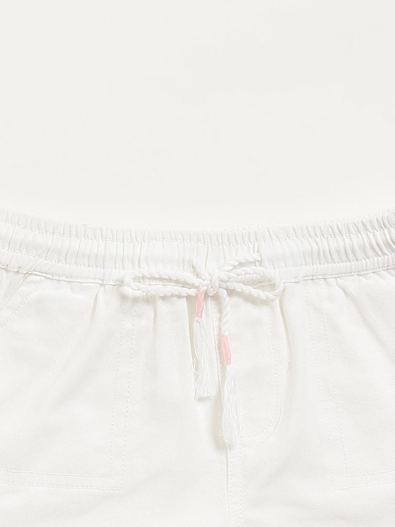 HOP Kids White Mid Rise Shorts