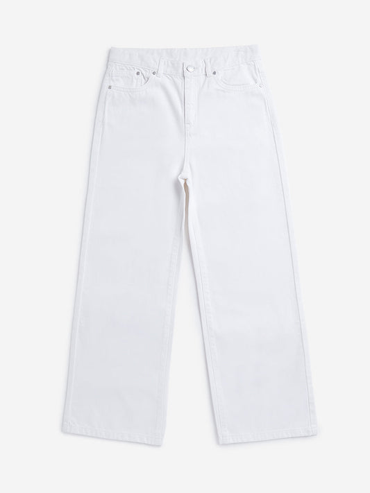 Y&F Kids White Straight Mid-Rise Jeans