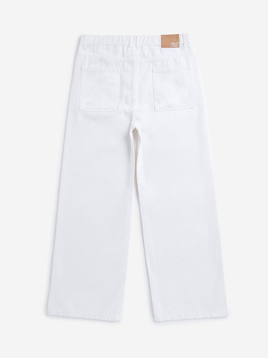 Y&F Kids White Straight Mid-Rise Jeans