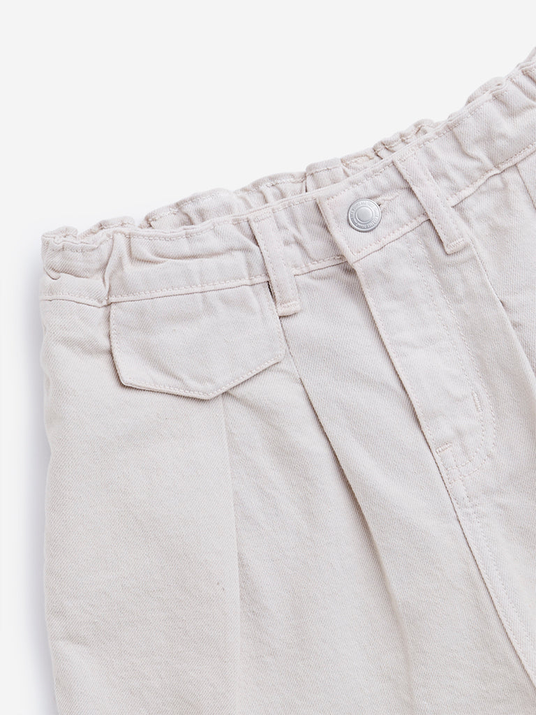 Y&F Kids Light Beige High Rise Shorts