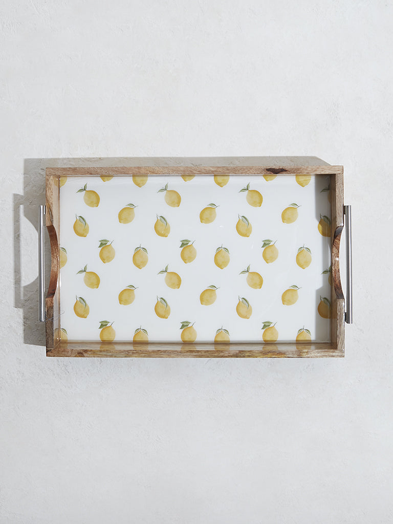 Westside Home Yellow Lemon Design Rectangular Tray